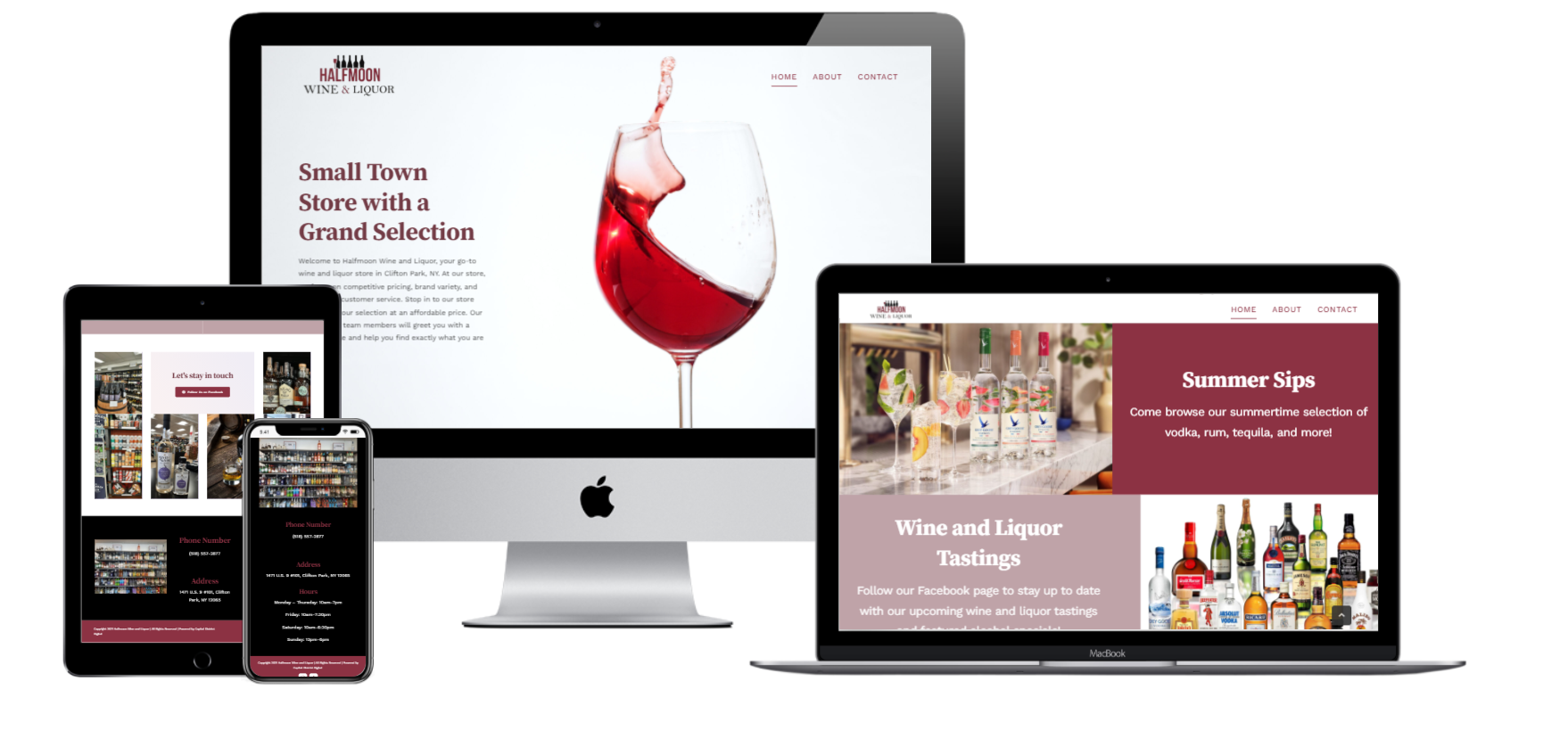 Halfmoon Wine and Liquor Home Page Liquor Store Website Design